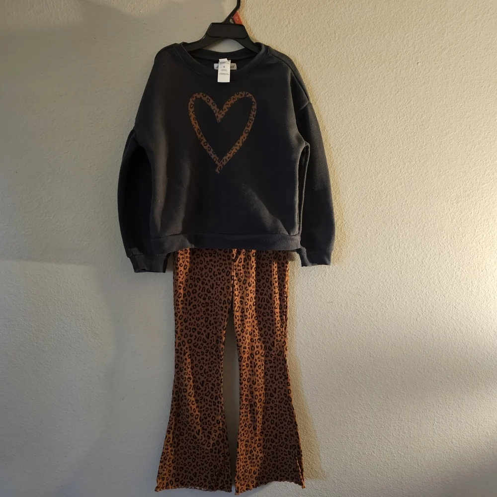 Derek Heart Black and Brown Matching Pajama Set